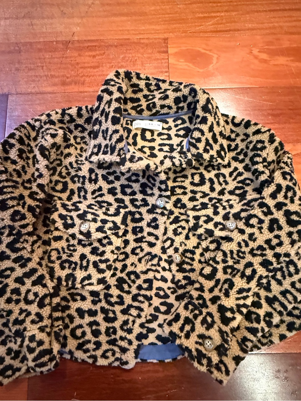 Zara Kids Leopard Sherpa Jacket - Tan & Black